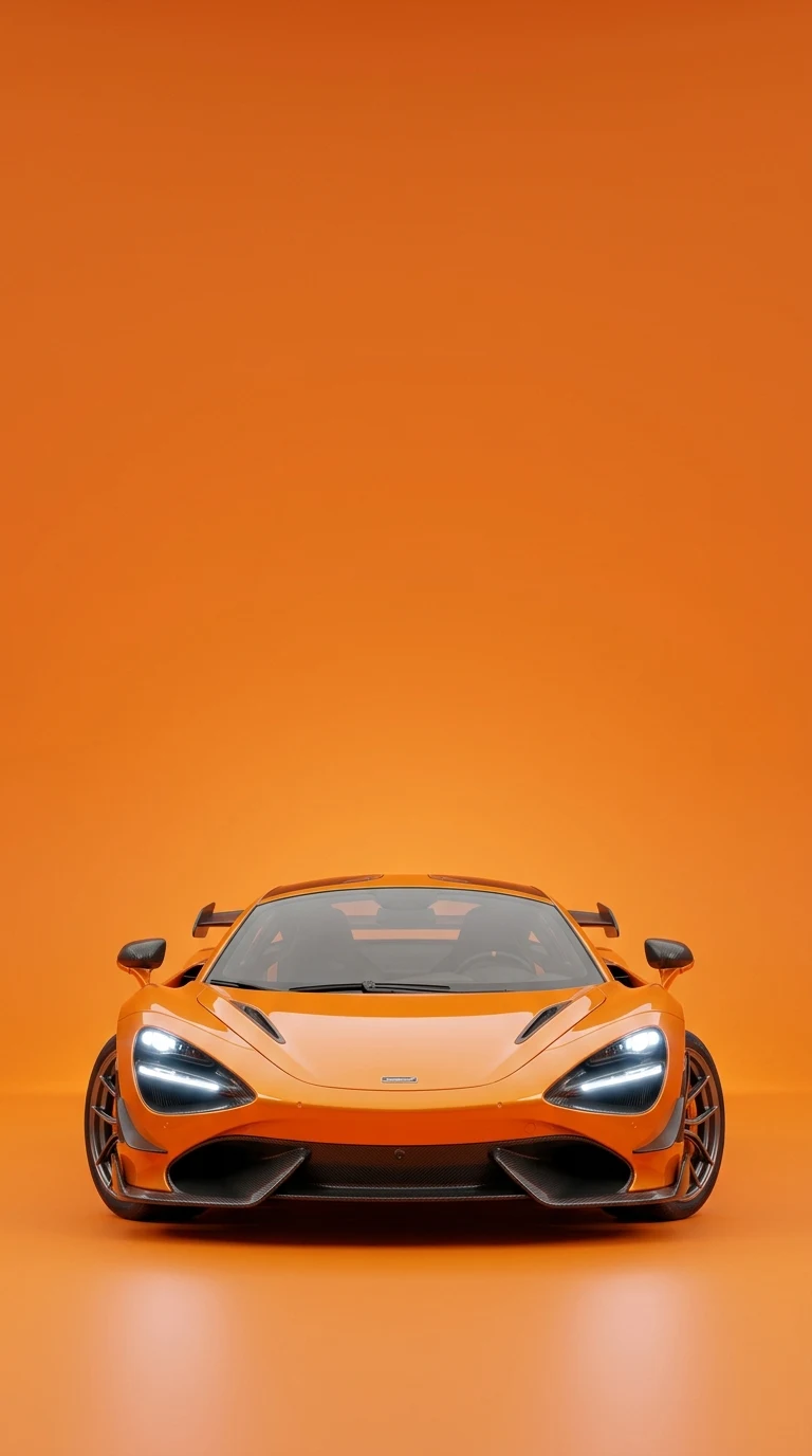 Sleek Metallic Orange Supercar in Minimalist Orange Studio - Free 8K and 4K mobile Wallpaper Background