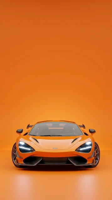 Sleek Metallic Orange Supercar in Minimalist Orange Studio - Free 4K & 8K mobile Wallpaper