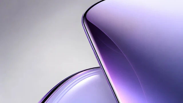 Close-up of smooth, sweeping glossy purple metallic curves against a soft silver backdrop.