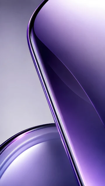 Smooth metallic purple curved surfaces forming clean geometric loops with soft lighting reflections.