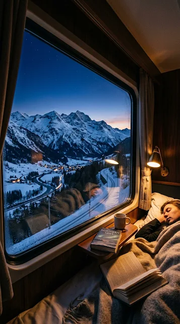 Sleeper Train Window Snowy Mountain View Wallpaper - Free 4K & 8K mobile Wallpaper