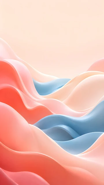 Soft coral and pink layered waves flow across a luminous pastel background.