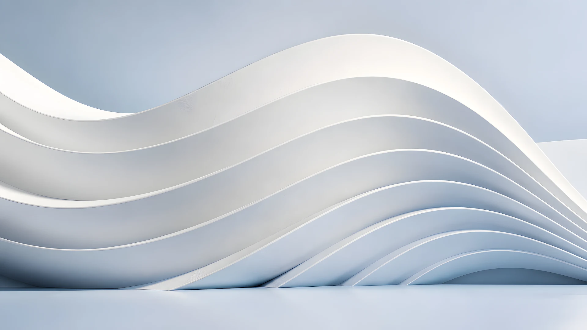 Soft White Abstract Curved Paper Waves Background - Free 4K desktop Wallpaper
