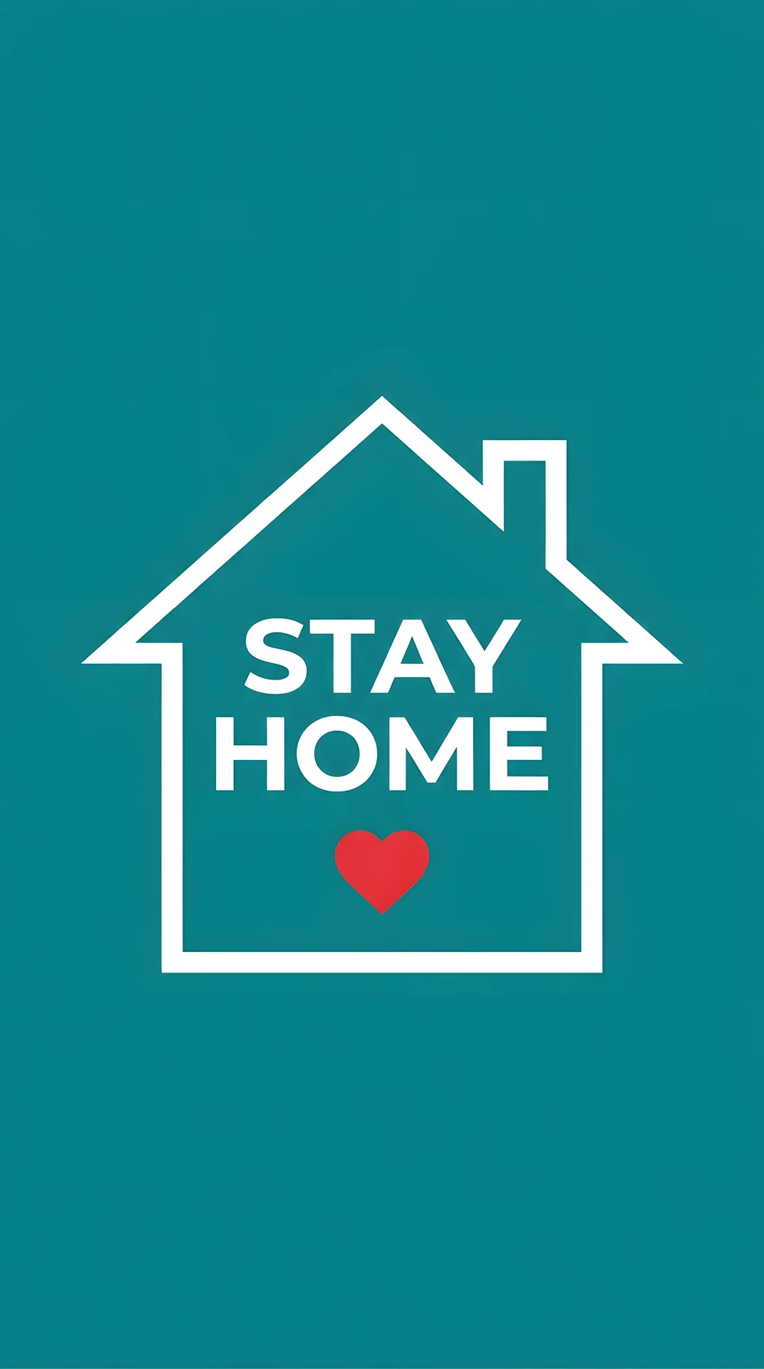 Stay Home Typography Inside A House Icon On Teal - Free 4K mobile Wallpaper