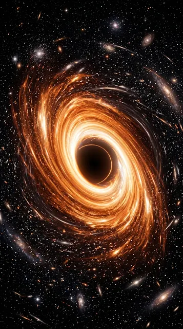 Stellar Black Hole with Glowing Orange Accretion Disk - Free 4K & 8K mobile Wallpaper
