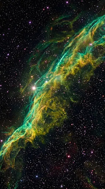 Stellar Panorama with Gaseous Green and Yellow Nebula - Free mobile Wallpaper