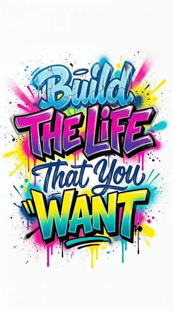 Street Art Graffiti Typography Build The Life You Want Wallpaper - Free 4K & 8K mobile Wallpaper