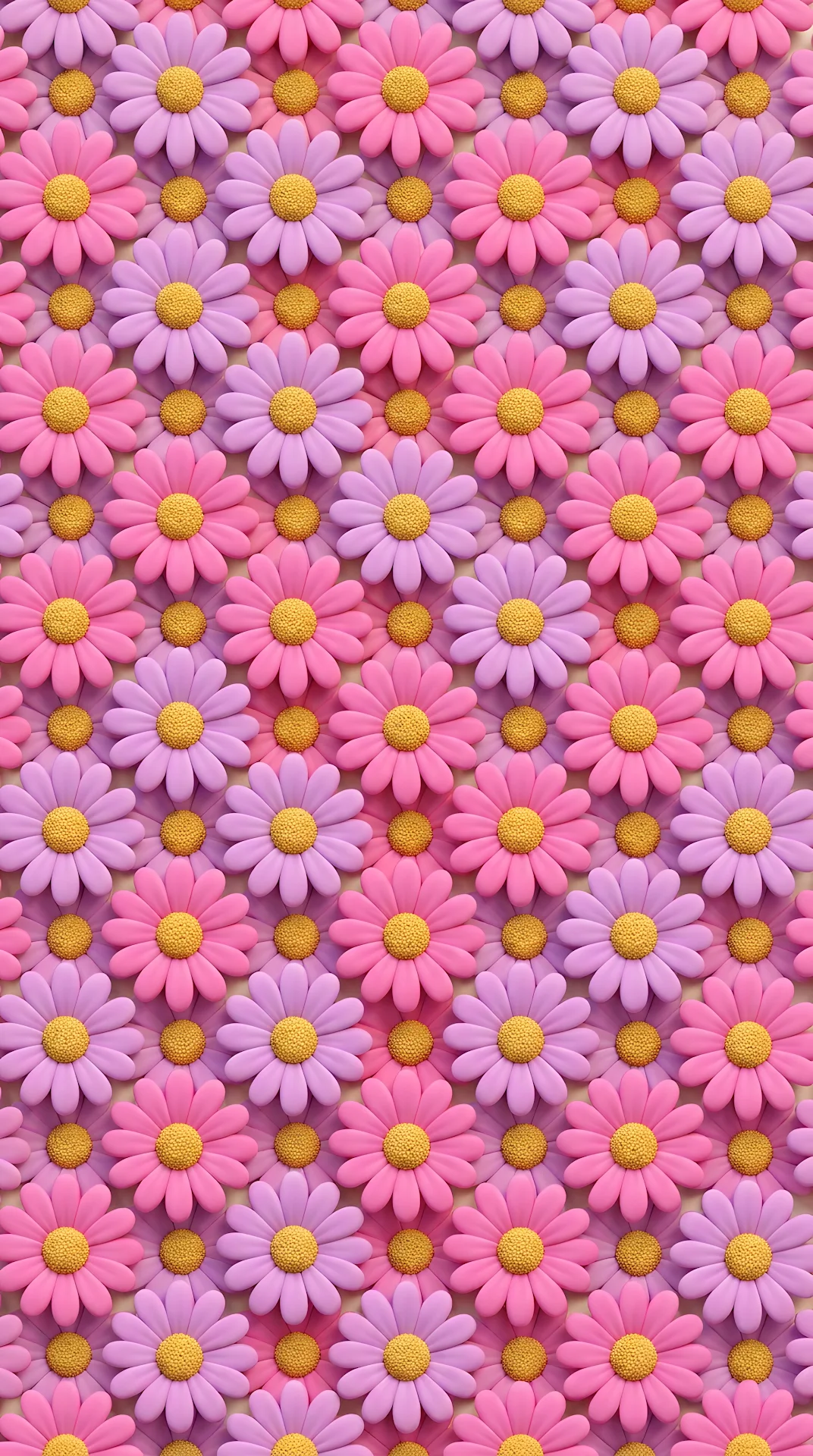 Stylized Pink and Lilac Daisy Flowers Background - Free 4K mobile Wallpaper