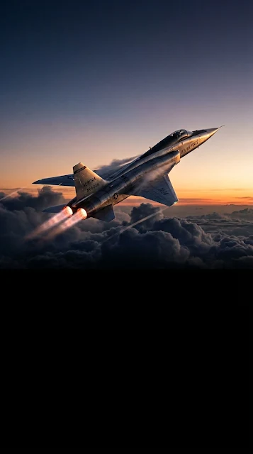 Supersonic Jet Above Storm Clouds at Sunrise Wallpaper - Free 4K & 8K mobile Wallpaper