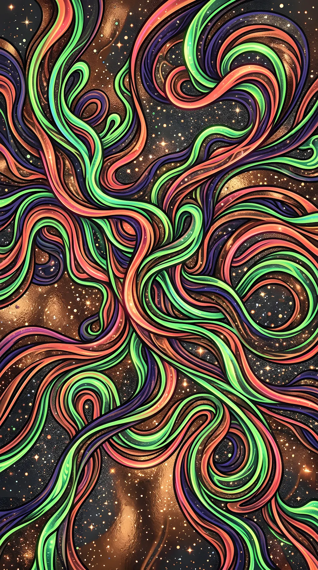 Surreal Abstract Ribbon Patterns in Radiant Psychedelic Colors - Free 4K mobile Wallpaper
