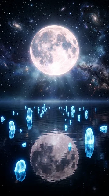 Surreal Celestial Moon and Ocean AMOLED Wallpaper - Free 4K & 8K mobile Wallpaper