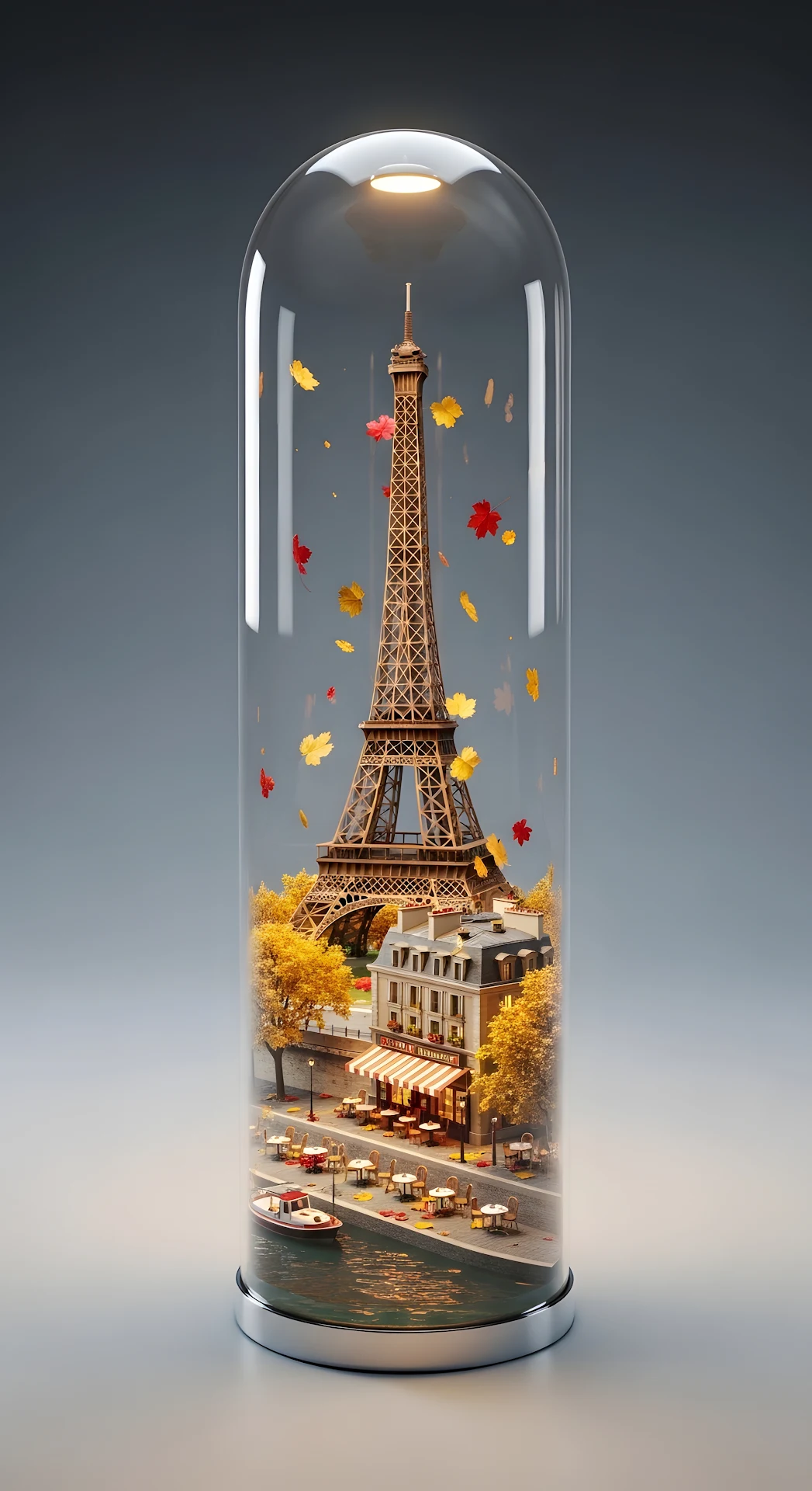 Surreal Miniature Paris Cityscape Inside a Glass Tablet - Free 4K mobile Wallpaper