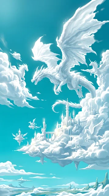 Surreal Skyscape with Fantastical White Clouds - Free mobile Wallpaper