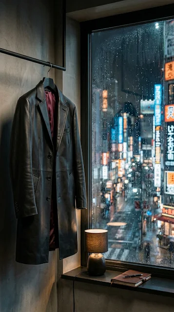 Tailored Coat by Rainy Window Neon City View Wallpaper - Free 4K & 8K mobile Wallpaper