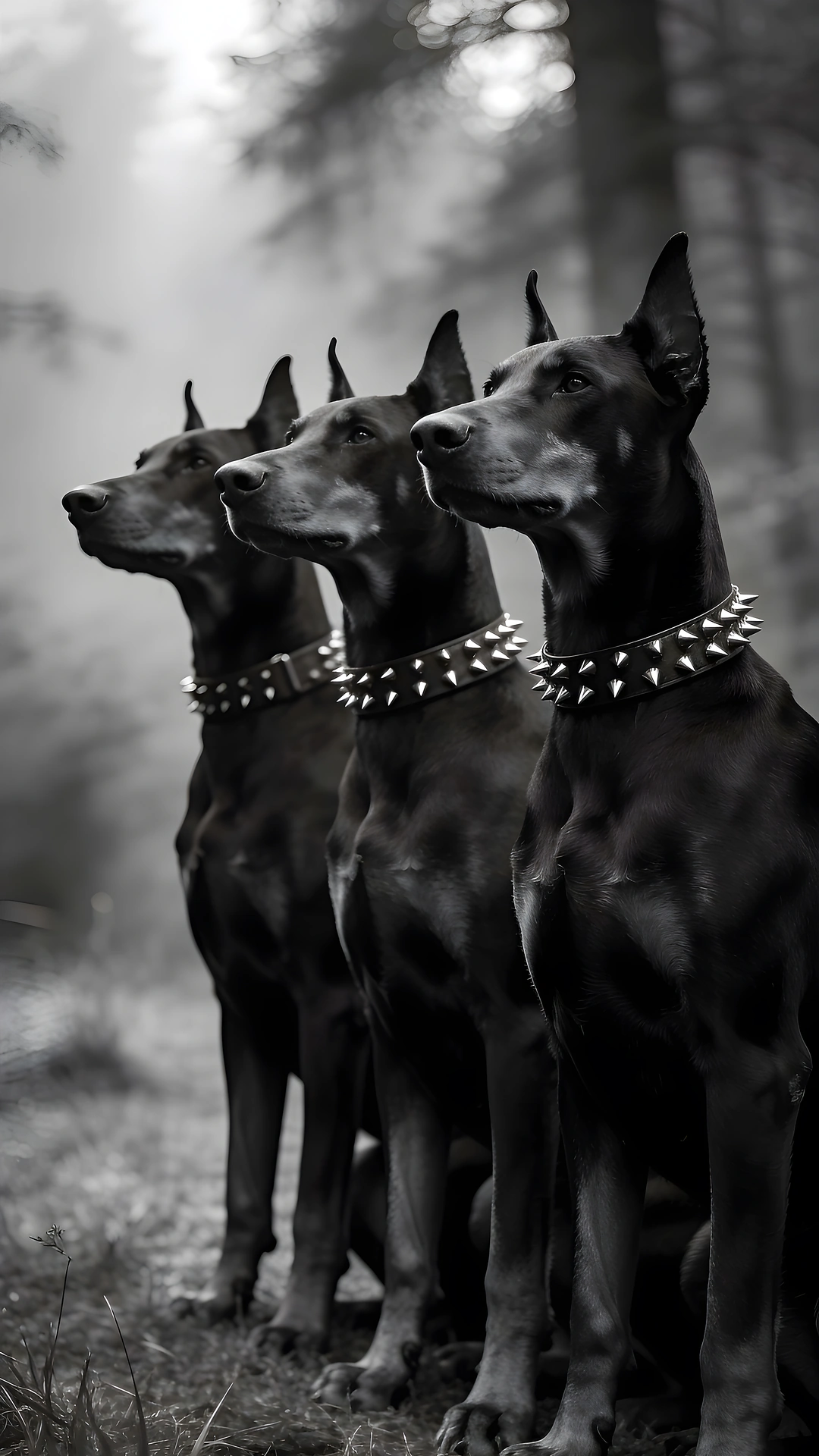 Three Doberman Pinschers Portrait HD - Free 4K mobile Wallpaper