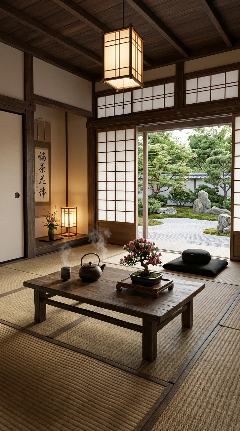 Download Tranquil Interior Meditation Room with Shoji Screens and Zen Garden Wallpaper in 4K UHD Tranquil Interior Meditation Room with Shoji Screens and Zen Garden - Free 8K and 4K mobile Wallpaper Background