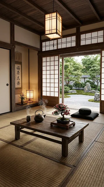 Tranquil Interior Meditation Room with Shoji Screens and Zen Garden - Free 4K & 8K mobile Wallpaper