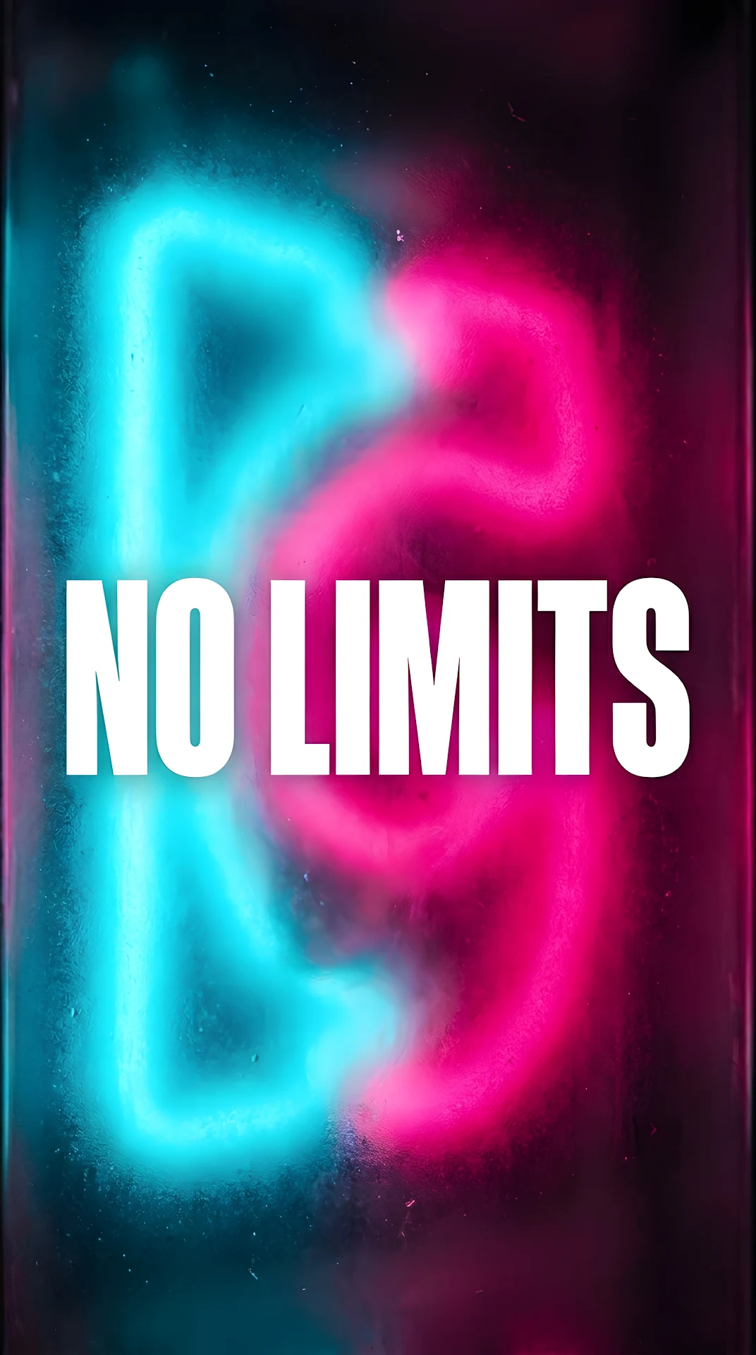 Translucent Frosted Glass Neon Cyan Typography Background - Free 4K mobile Wallpaper