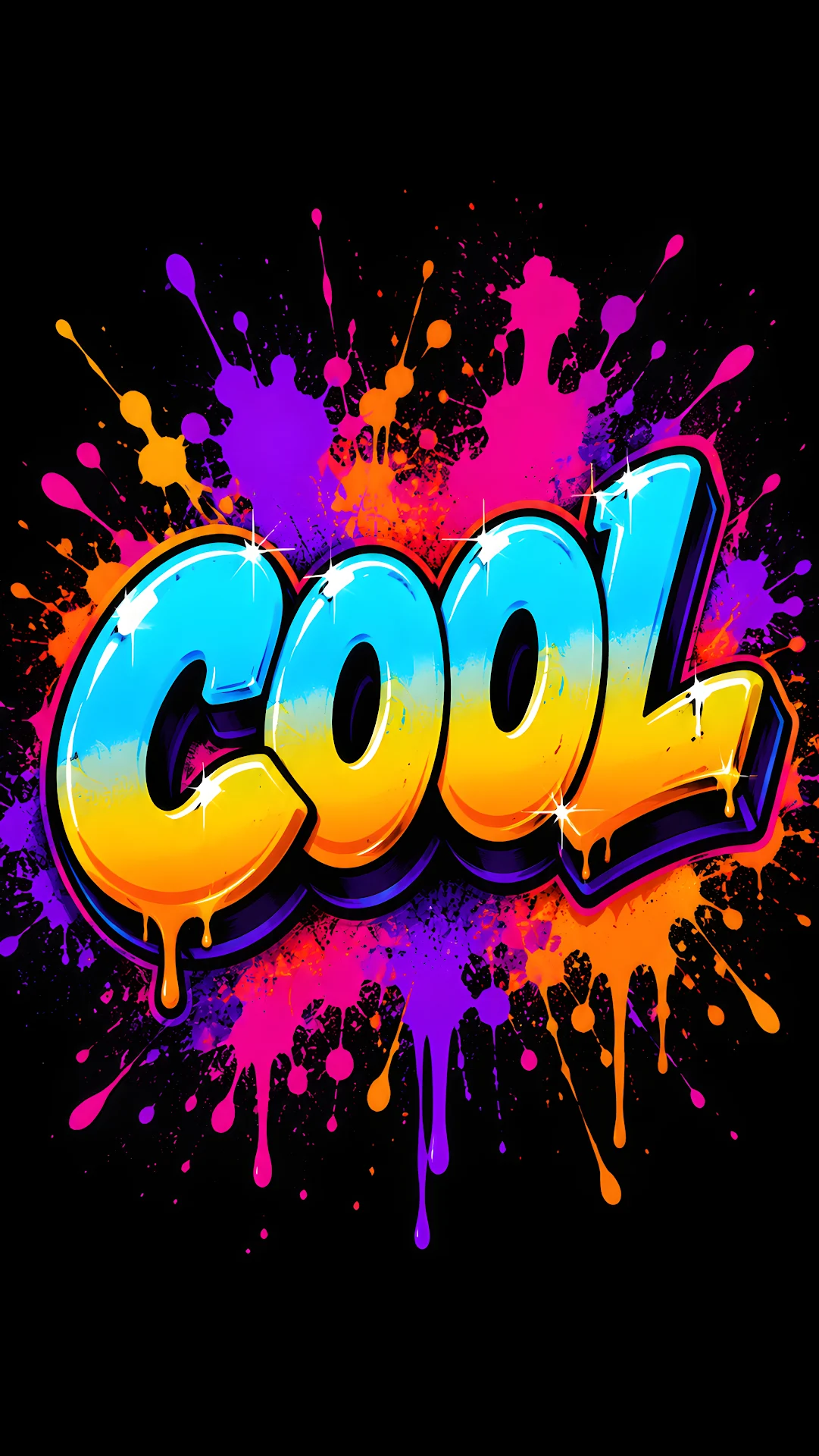 Vibrant blue and orange graffiti art with the word 'COOL' - Free 4K mobile Wallpaper