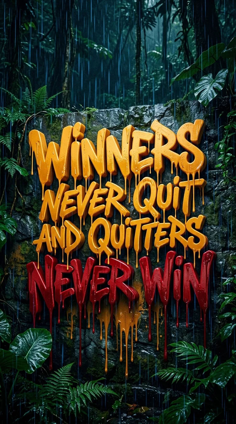 Download Vibrant Dripping Graffiti Typography Winners Never Quit in Rain Wallpaper in 4K UHD Vibrant Dripping Graffiti Typography Winners Never Quit in Rain - Free 8K and 4K mobile Wallpaper Background