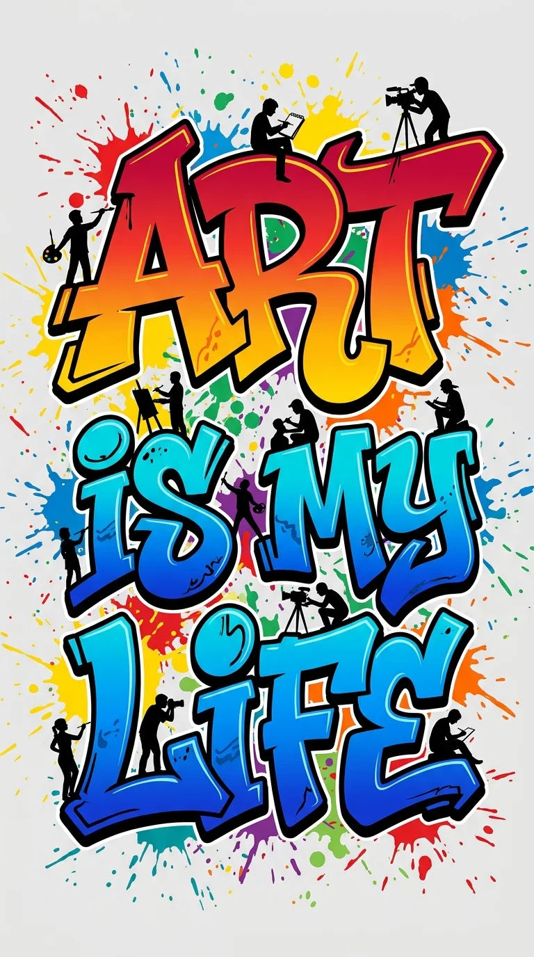 Download Vibrant Graffiti Quote Art with Silhouettes and Paint Splatters Wallpaper in 4K UHD Vibrant Graffiti Quote Art with Silhouettes and Paint Splatters - Free 8K and 4K mobile Wallpaper Background