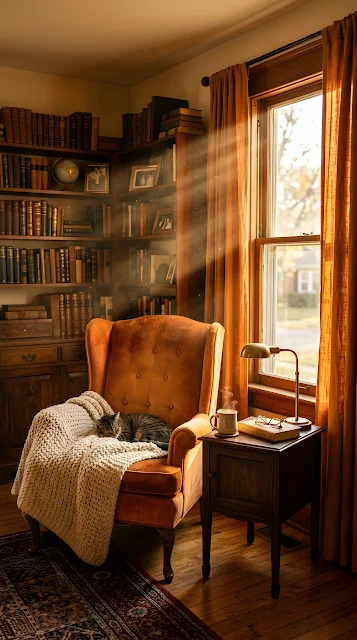 Vintage Armchair in a Sunlit Room with Volumetric Light Rays Through a Window - Free mobile Wallpaper