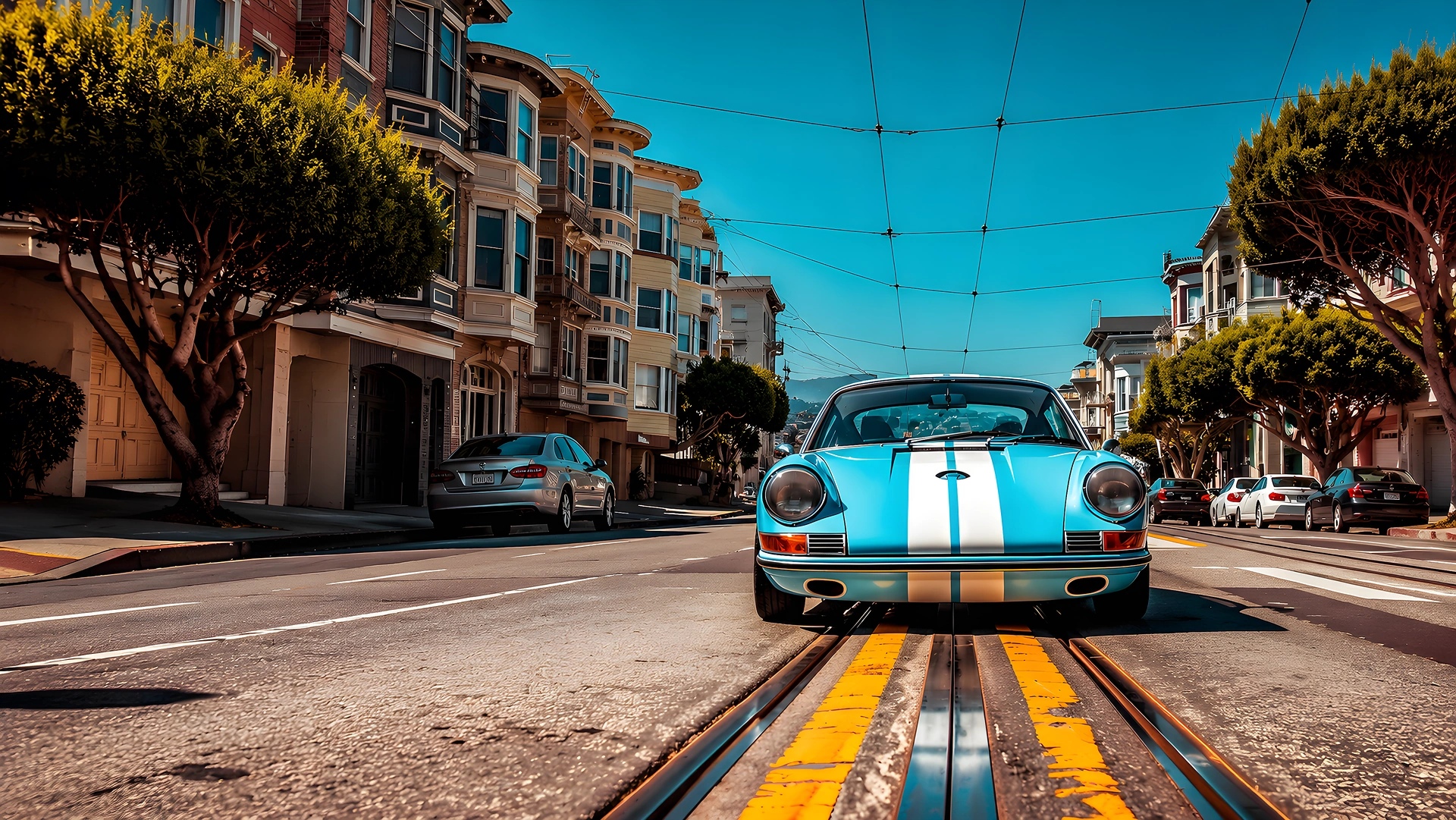 Download Vintage Blue Sports Car San Francisco 4K Wallpaper in 4K UHD Vintage Blue Sports Car San Francisco 4K - Free 8K and 4K desktop Wallpaper Background