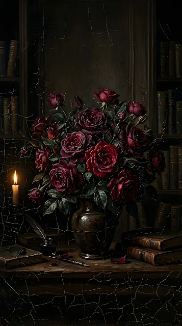 Vintage Moody Dark Floral Oil Painting Background - Free mobile Wallpaper