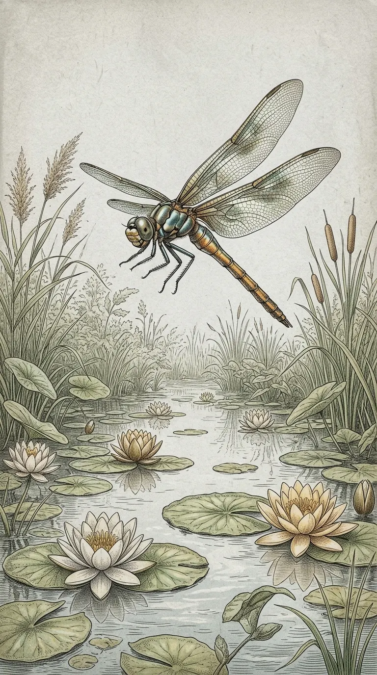 Download Vintage Style Dragonfly Illustration Over a Tranquil Pond Wallpaper in 4K UHD Vintage Style Dragonfly Illustration Over a Tranquil Pond - Free 8K and 4K mobile Wallpaper Background