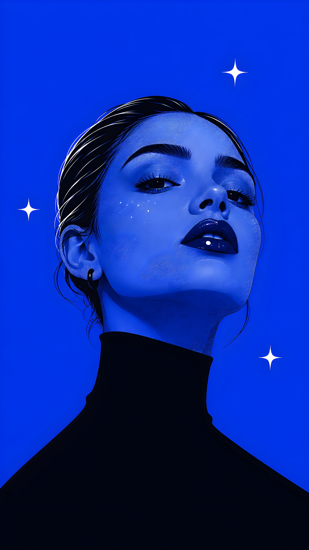 Cobalt Blue Woman Portrait Illustration 4K - Free 4K mobile Wallpaper